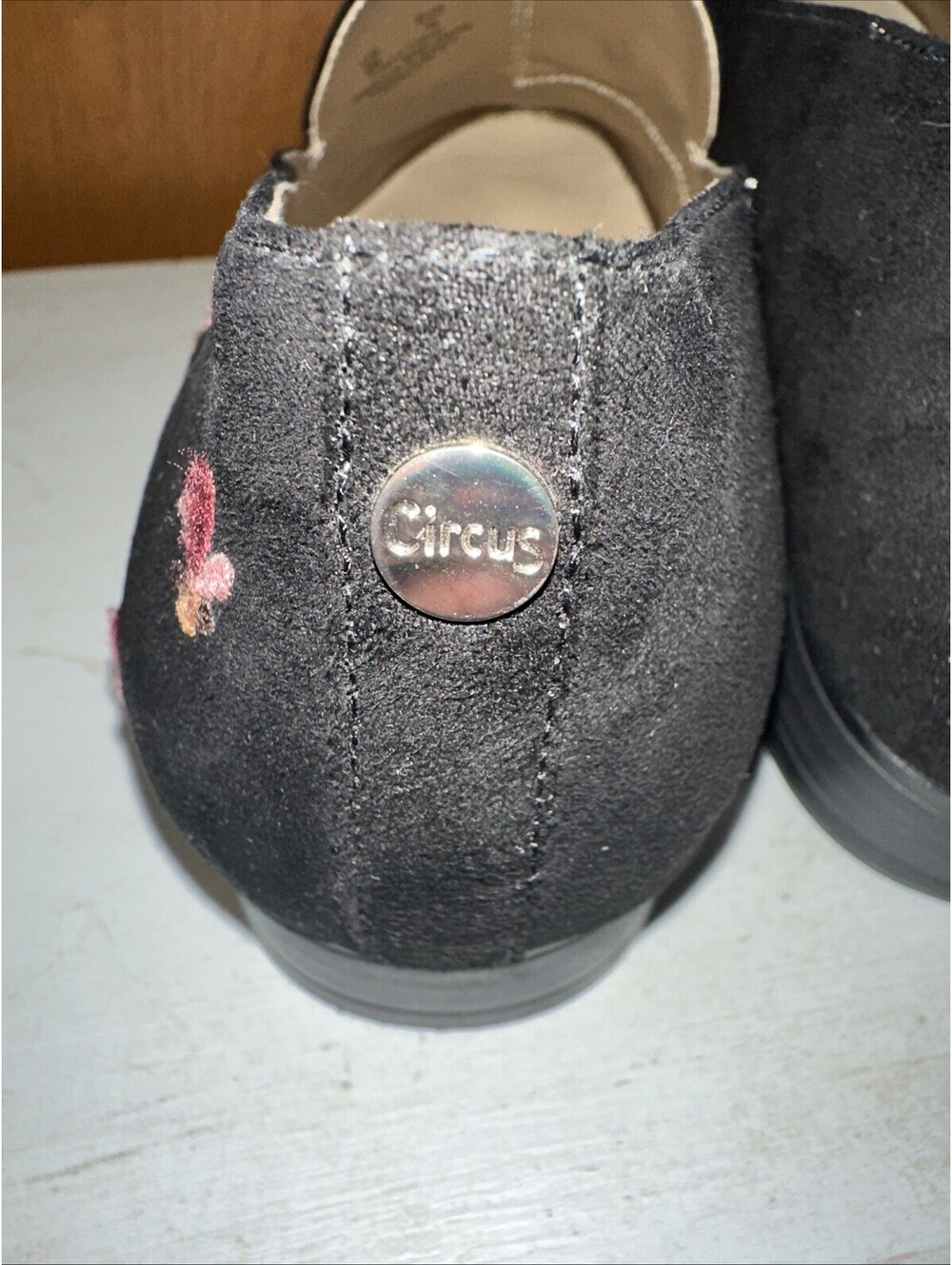 Circus By Sam Edelman Loafers women’s Black Sz 9 Suede Fleur Embroidered Shoes - Picture 7 of 8